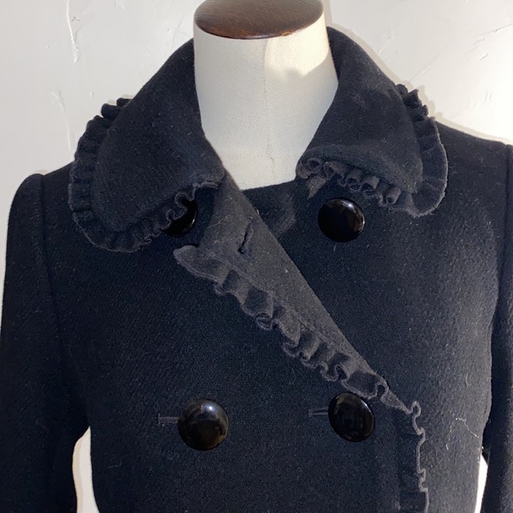 Kate spade ruffle bow back coat size 4 black - Picture 11 of 15